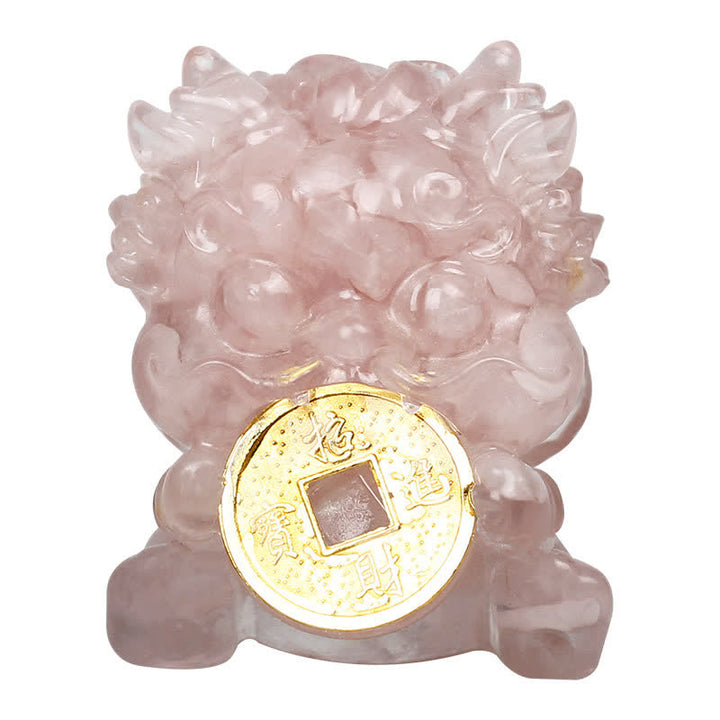 Buddha Stones Handmade Cute PiXiu Gold Coin Crystal Fengshui Energy Wealth Fortune Home Decoration - image 6