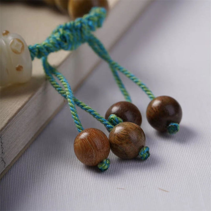 Buddha Stones Green Sandalwood Bodhi Seed Lucky Cat Positive Bracelet - image 5