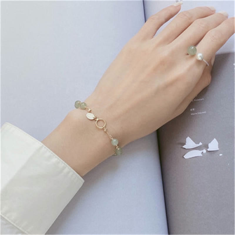 Buddha Stones Unique Natural Hetian Jade 14K Gold filled Luck Beaded Bracelet - image 4