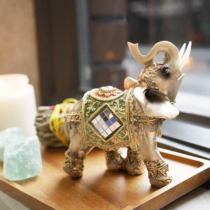 Buddha Stones Lucky Feng Shui Green Elephant Statue Sculpture Wealth Figurine Gift Home Decoration - image 6