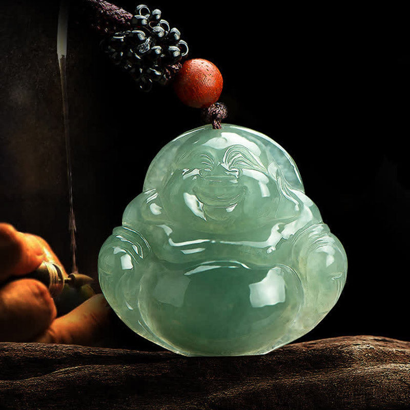 Laughing Buddha Jade Abundance String Necklace Pendant - image 5