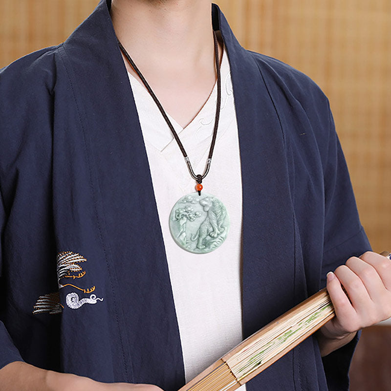 Buddha Stones Chinese Zodiac Tiger Jade Protection Necklace String Pendant - image 4