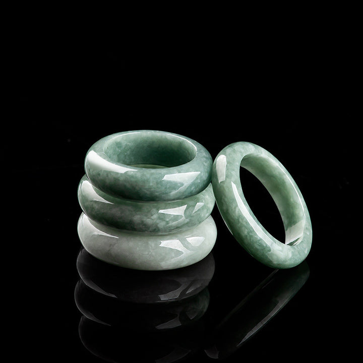 Buddha Stones Natural Jade Abundance Healing Ring