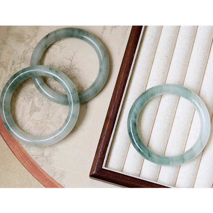 Buddha Stones Natural Jade Luck Prosperity Bangle Bracelet - image 12
