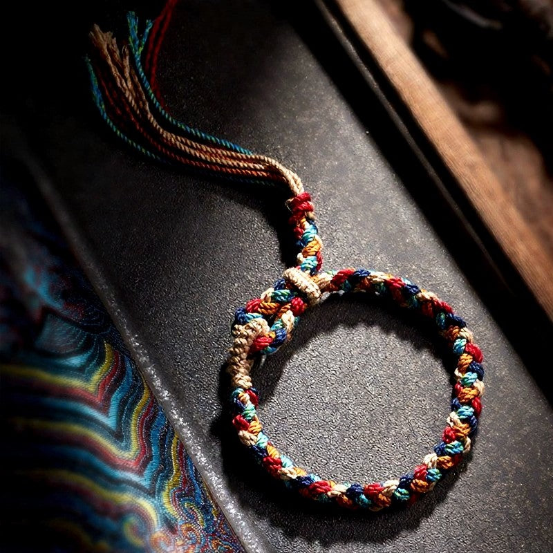 Buddha Stones Hand-Woven Multicolor Tibetan Luck Rope Bracelet - Multicolor(Wrist Circumference: 5.5–6.7 in / 14–17 cm) - image 0