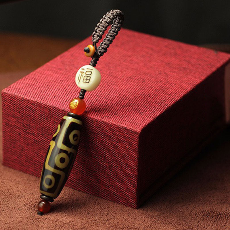 Buddha Stones Tibetan Nine-Eye Dzi Bead Wealth Decoration - Red - image 2