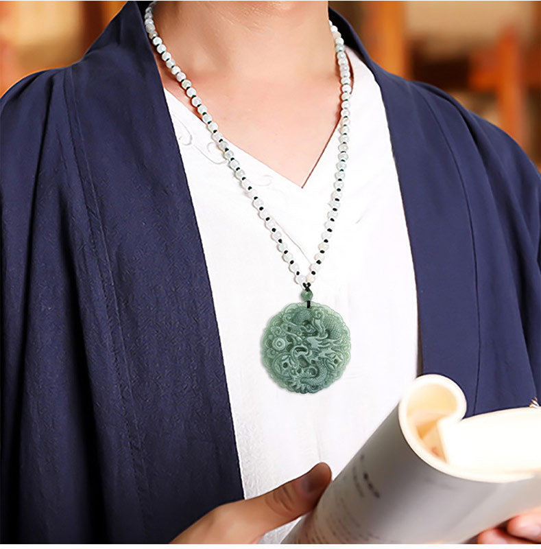 Buddha Stones Chinese Zodiac Dragon Jade Fortune Necklace String Pendant - image 3