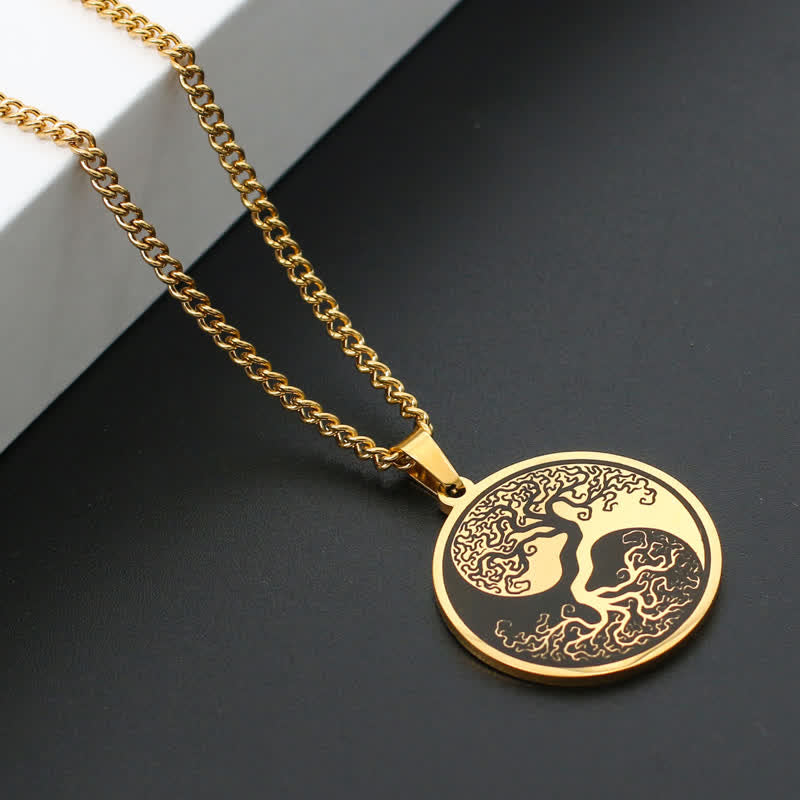 Buddha Stones The Tree of Life Titanium Steel Connection Necklace Pendant - image 8