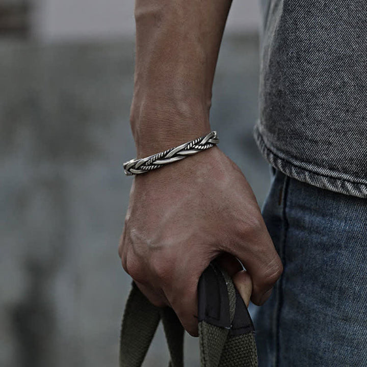 Buddha Stones Viking Style Twisted Braided Pattern Copper Balance Bracelet Bangle - image 9