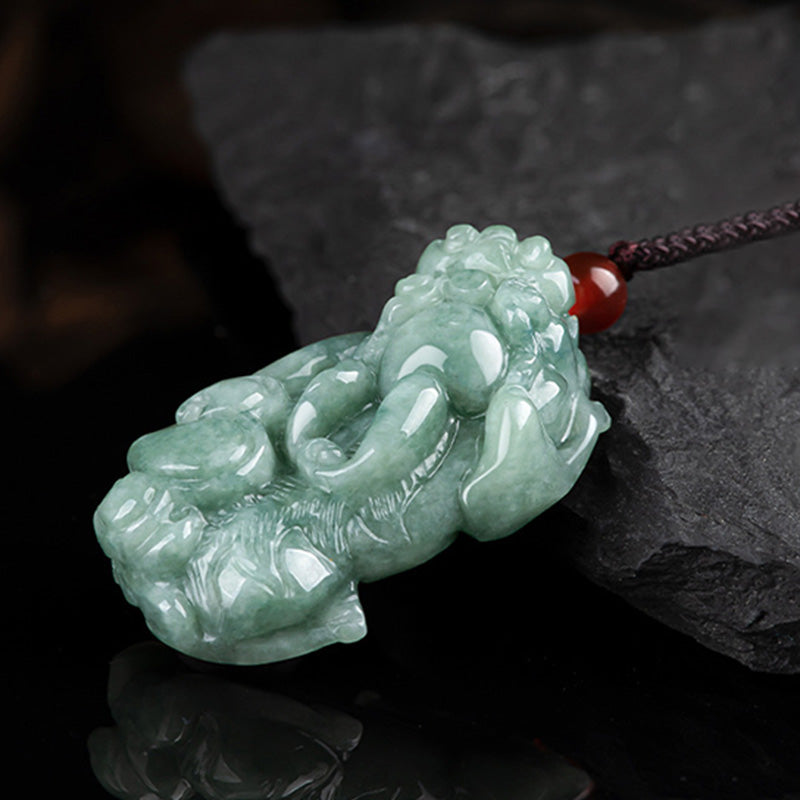 Buddha Stones Jade PiXiu Wealth Luck String Necklace Pendant - image 6