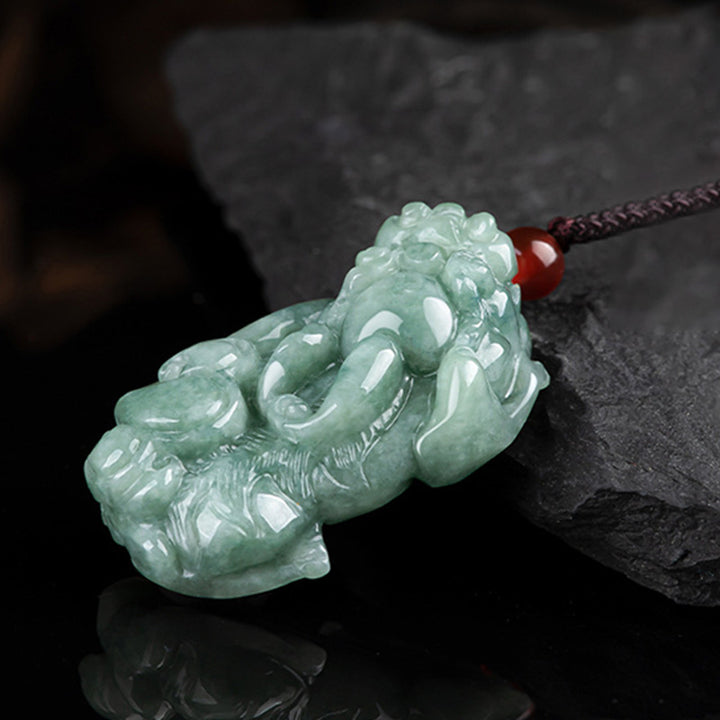 Buddha Stones Jade PiXiu Wealth Luck String Necklace Pendant - image 6