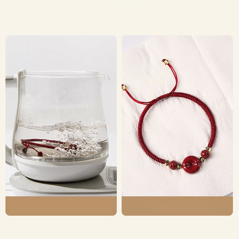Buddha Stones Handmade Lotus Cinnabar Peace Buckle Blessing Braid Bracelet - image 8
