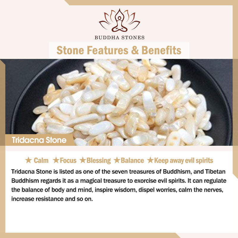 Buddha Stones Natural Tridacna Stone Moon 14K Gold Blessing Ring - image 17