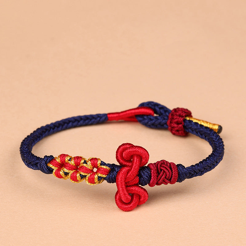 Buddha Stones Handmade Wenchang Knot Luck Strength Braided Rope Bracelet