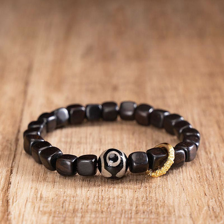 Buddha Stones Tibetan Ebony Wood Dzi Bead Balance Calm Bracelet