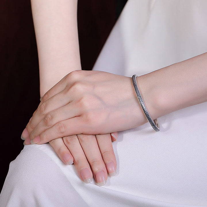 Buddha Stones Vintage 999 Sterling Silver Auspicious Clouds Design Luck Bracelet Bangle - image 5