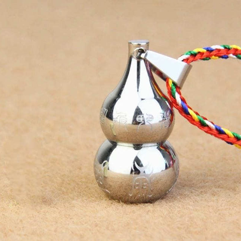 Buddha Stones Tibetan Yin Yang Symbol Gourd Harmony Titanium Steel Necklace Pendant - Silver&Colorful Cord - image 6