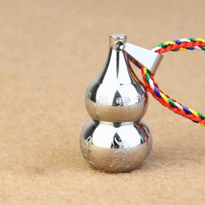 Buddha Stones Tibetan Yin Yang Symbol Gourd Harmony Titanium Steel Necklace Pendant - Silver&Colorful Cord - image 6