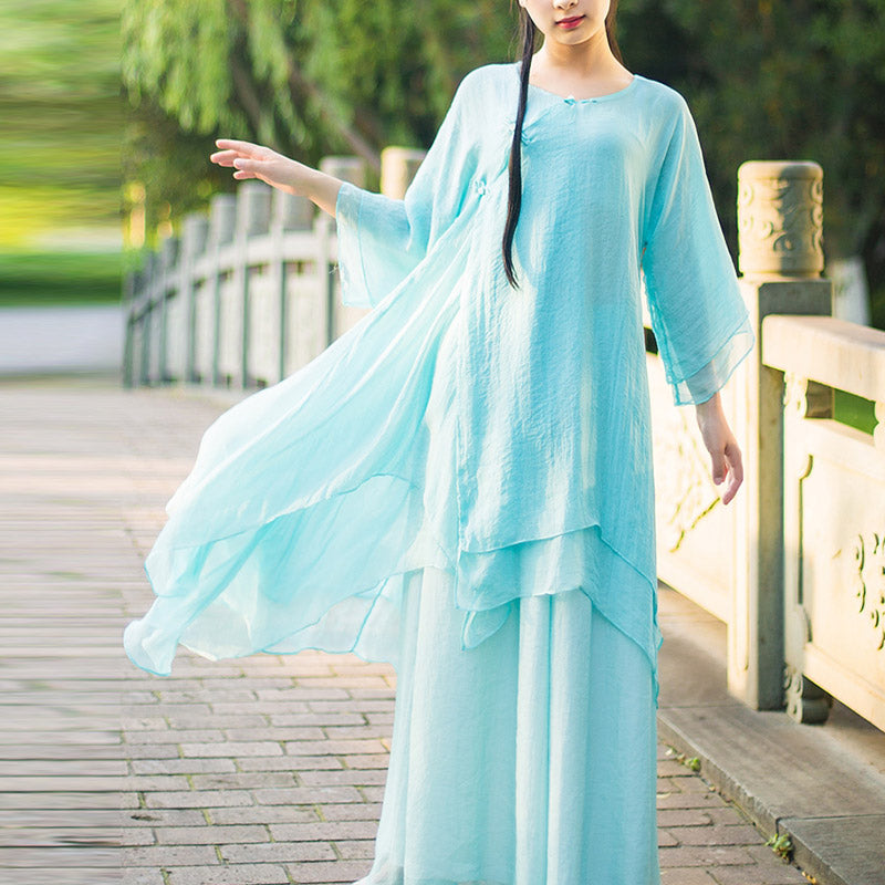 Buddha Stones 3Pcs Yoga Chiffon Clothing Uniform Meditation Zen Practice Women's Set - image 19