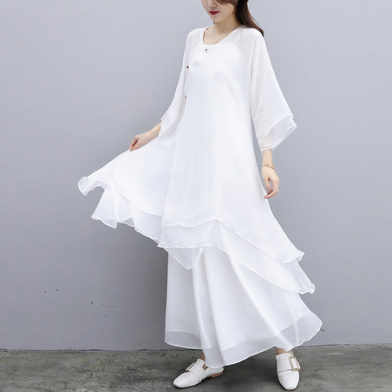 Buddha Stones 3Pcs Yoga Chiffon Clothing Uniform Meditation Zen Practice Women's Set - image 26