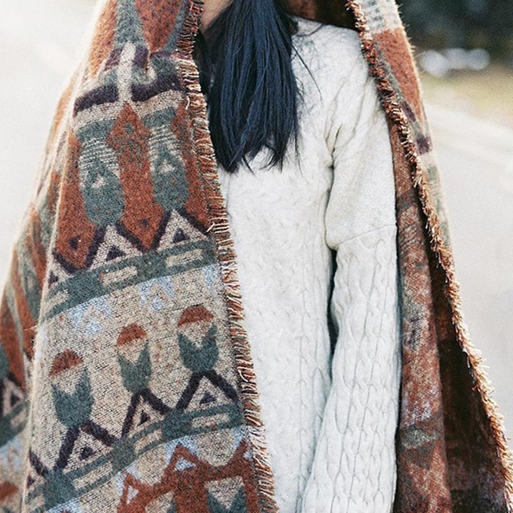 Buddha Stones Tibetan Shawl Classic Geometry Pattern Winter Cozy Travel Scarf Wrap - image 7