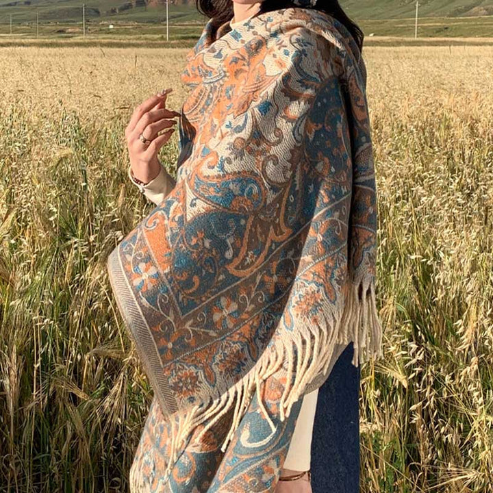 Buddha Stones Tibetan Flower Branch Tassel Shawl Cozy Travel Scarf Wrap - image 8