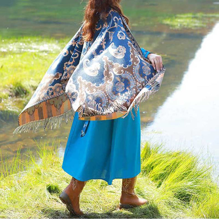 Buddha Stones Tibetan Flowers Leaves Branch Design Tassel Shawl Cozy Travel Scarf Wrap - image 43