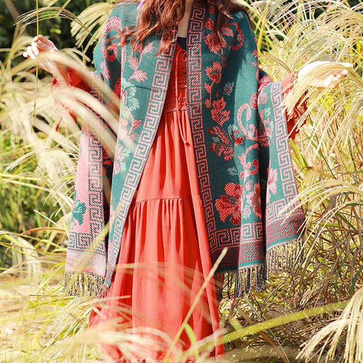 Buddha Stones Tibetan Flowers Leaves Pattern Design Shawl Cozy Travel Scarf Wrap - image 8