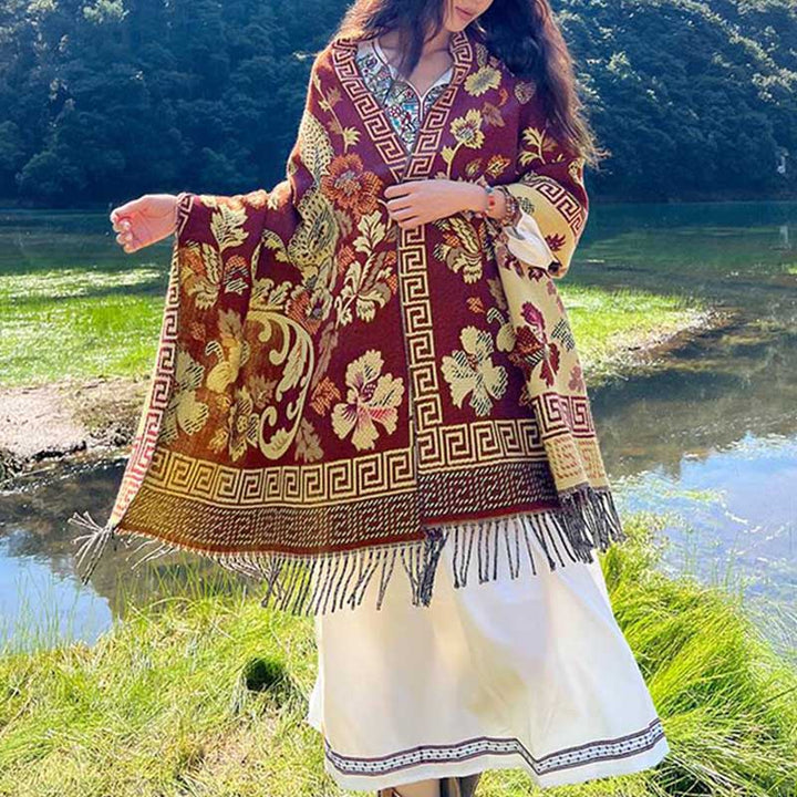 Buddha Stones Tibetan Flowers Leaves Pattern Design Shawl Cozy Travel Scarf Wrap - image 34