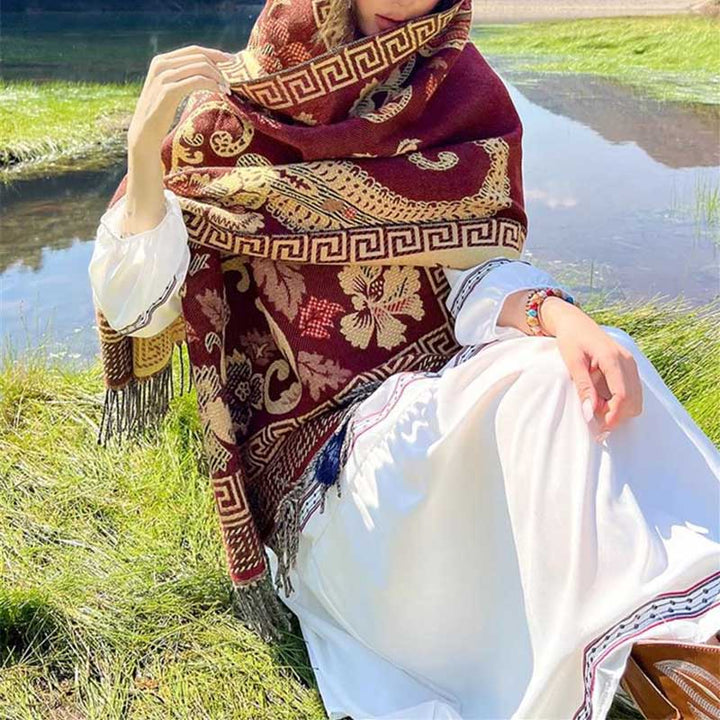 Buddha Stones Tibetan Flowers Leaves Pattern Design Shawl Cozy Travel Scarf Wrap - image 31