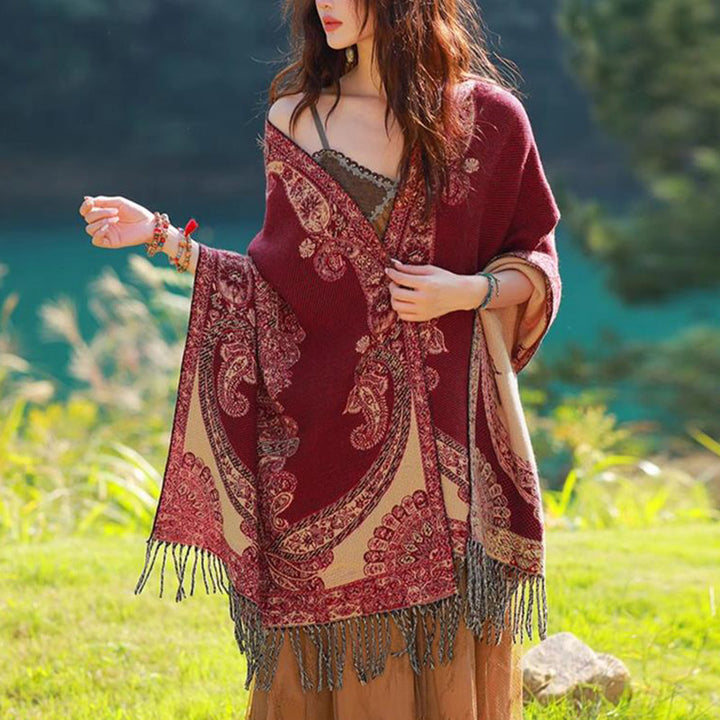 Buddha Stones Tibetan Vine Leaves Pattern Design Shawl Cozy Travel Scarf Wrap - image 12