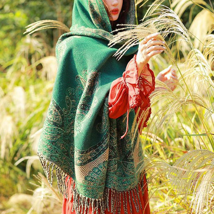 Buddha Stones Tibetan Vine Leaves Pattern Design Shawl Cozy Travel Scarf Wrap - image 33