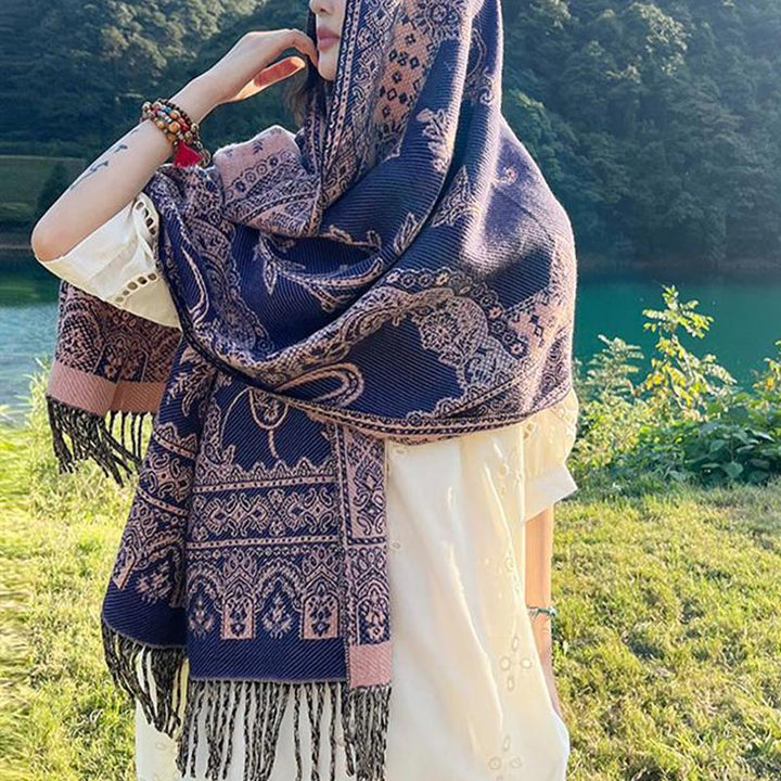 Buddha Stones Vintage Tibetan Leaves Pattern Design Shawl Cozy Travel Scarf Wrap - image 11