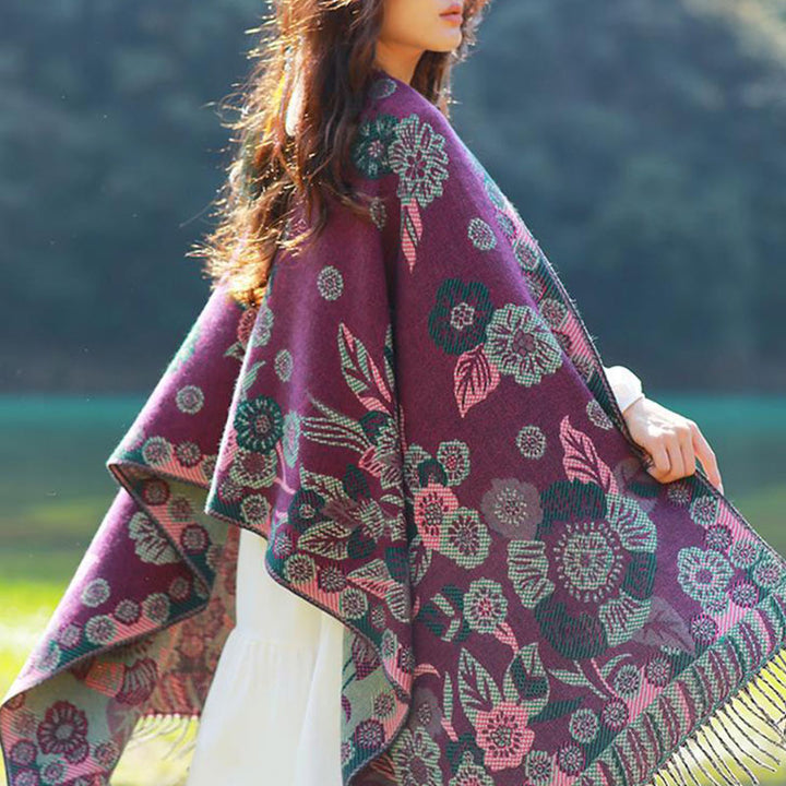 Buddha Stones Tibetan Flower Floral Leaves Pattern Design Shawl Cozy Travel Scarf Wrap - image 12