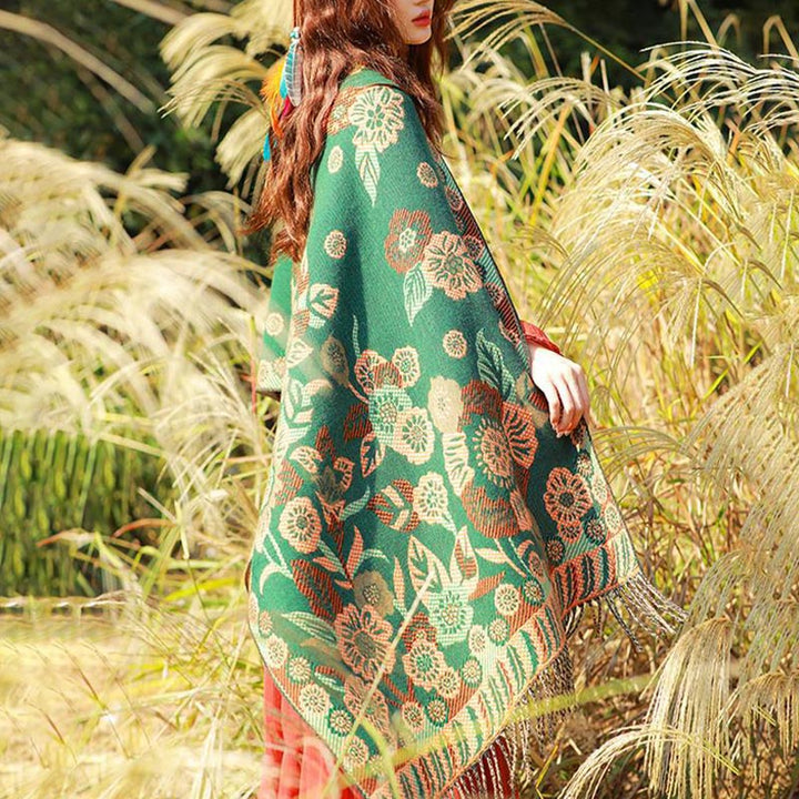 Buddha Stones Tibetan Flower Floral Leaves Pattern Design Shawl Cozy Travel Scarf Wrap - image 24