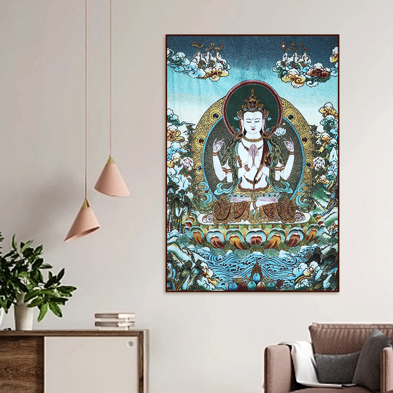 Buddha Stones Tibetan Embroidery White Tara Thangka Tapestry Wall Hanging Wall Art Meditation for Home Decor - image 12