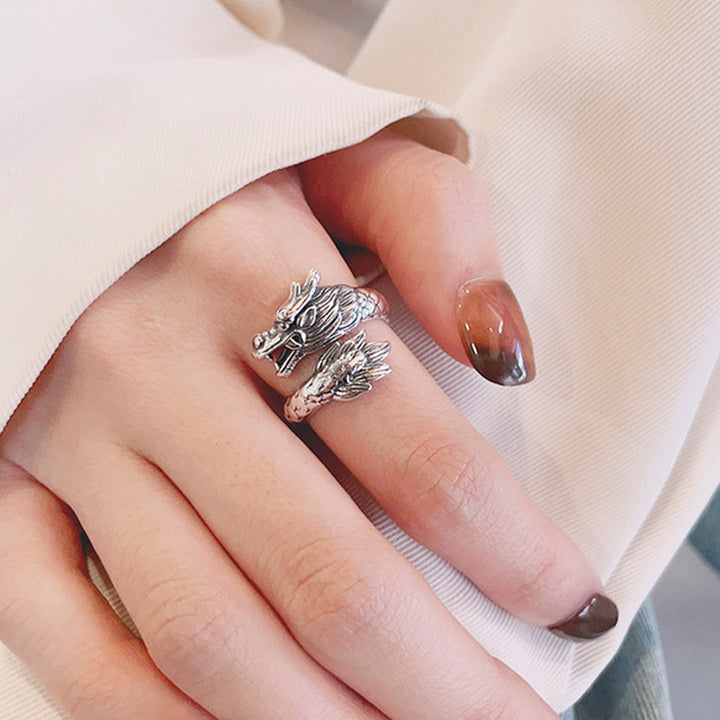 Buddha Stones 925 Sterling Silver Year Of The Dragon Luck Strength Adjustable Metal Ring - image 5