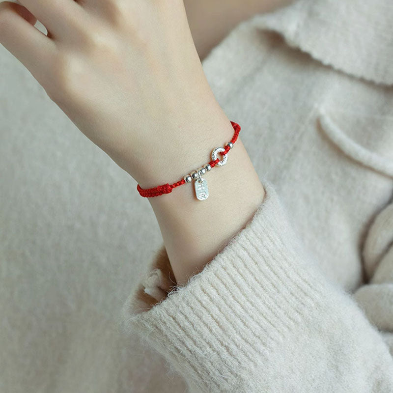 Buddha Stones 925 Sterling Silver Auspicious Clouds Peace Buckle Safe And Sound Bracelet Anklet - image 15