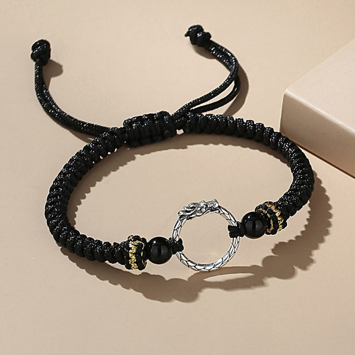 Buddha Stones Handmade 925 Sterling Silver Year of the Dragon Phoenix Peace Buckle Luck Couple Bracelet - Dragon(Protection♥Success)(Wrist Circumference 14-23cm) - image 2