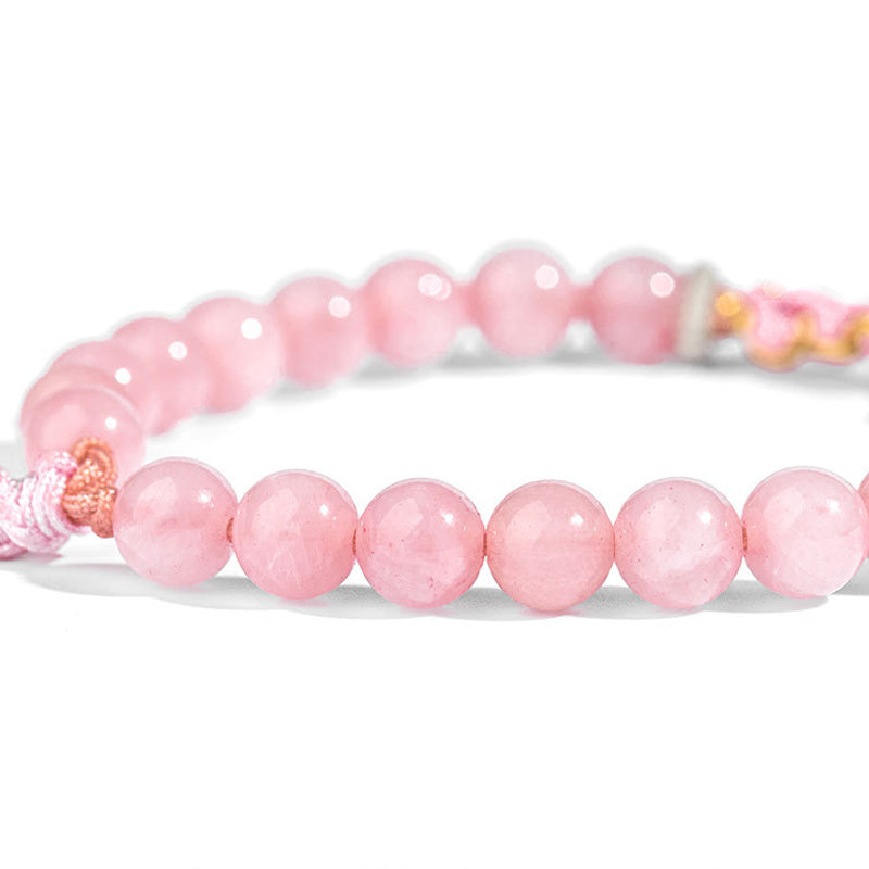 Buddha Stones 999 Sterling Silver Natural Red Agate Pink Crystal Cherry blossom Bracelet - image 5