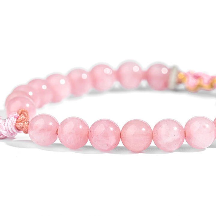 Buddha Stones 999 Sterling Silver Natural Red Agate Pink Crystal Cherry blossom Bracelet - image 5