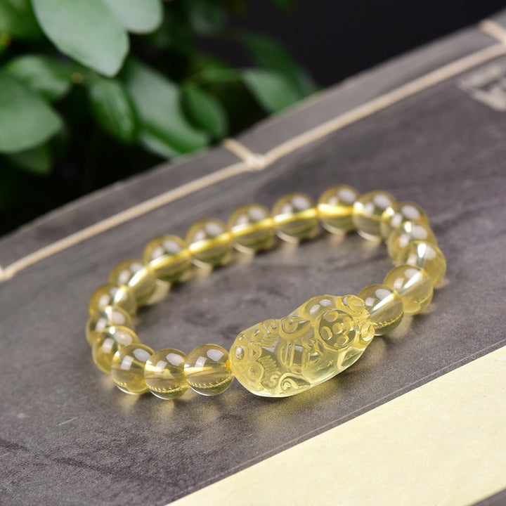 Buddha Stones FengShui Citrine PiXiu Wealth Bracelet - 14mm(Wrist Circumference 14-16cm) - image 0