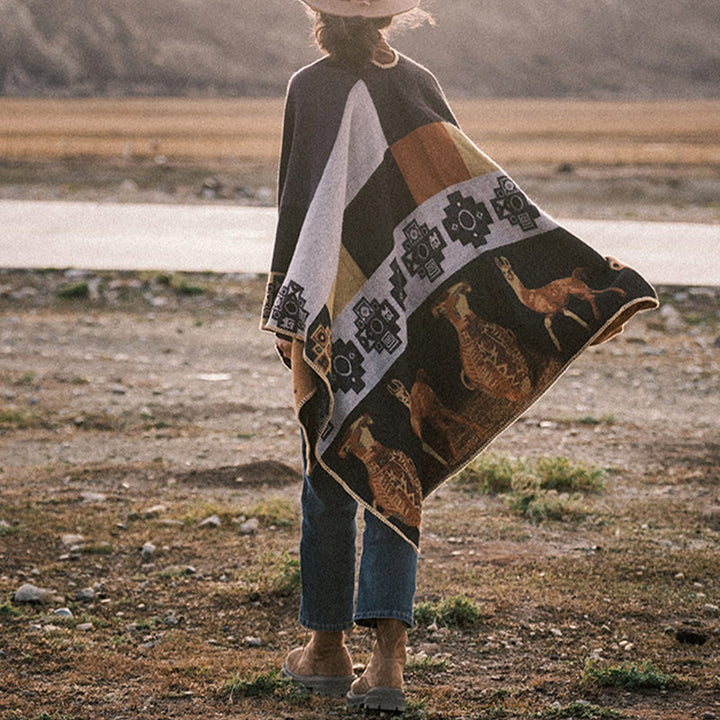 Buddha Stones Tibetan Shawl Deer Vase Geometric Shapes Winter Cozy Travel Scarf Wrap - image 12