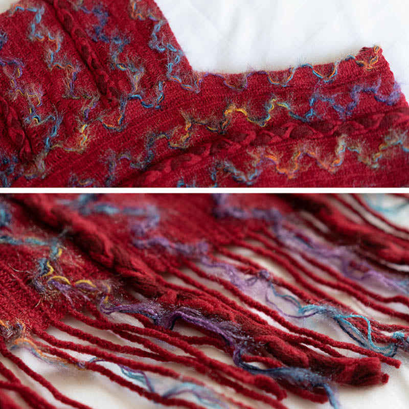 Buddha Stones Tibetan Colorful Striped Shawl Tassels Pullover Winter Cozy Travel Scarf Wrap - image 14