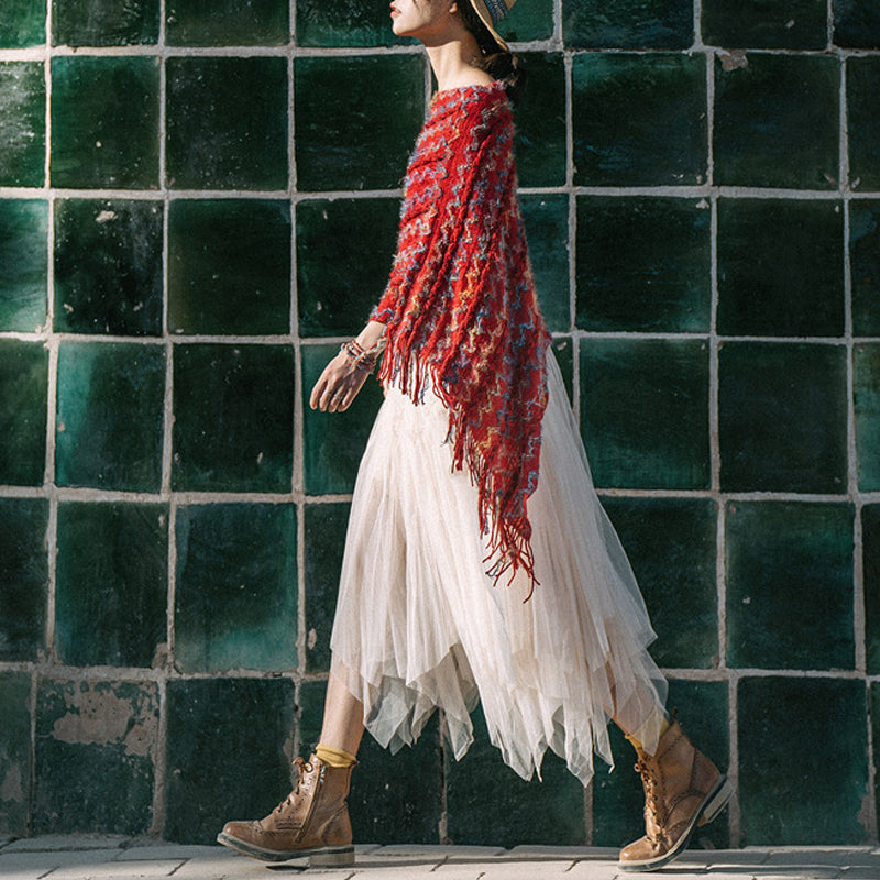 Buddha Stones Tibetan Colorful Striped Shawl Tassels Pullover Winter Cozy Travel Scarf Wrap - image 4