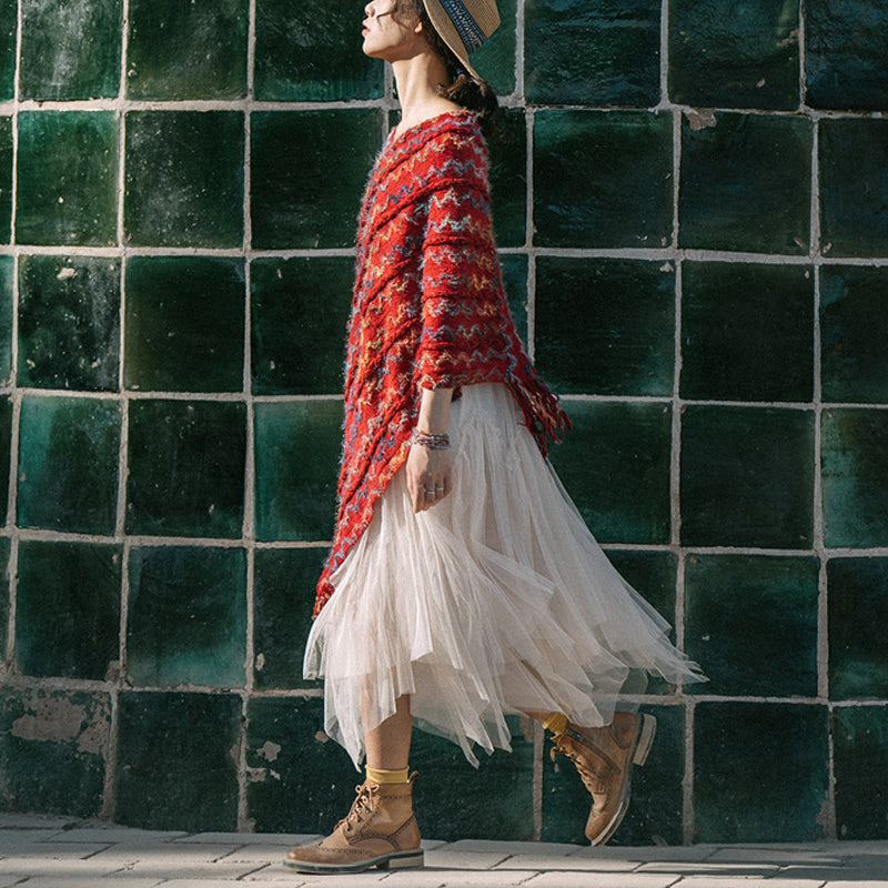 Buddha Stones Tibetan Colorful Striped Shawl Tassels Pullover Winter Cozy Travel Scarf Wrap - image 9