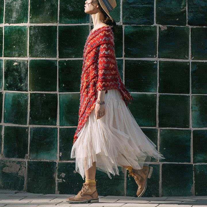 Buddha Stones Tibetan Colorful Striped Shawl Tassels Pullover Winter Cozy Travel Scarf Wrap - image 9