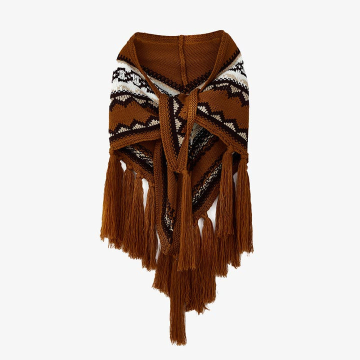 Buddha Stones Tibetan Triangular Shawl Striped Tassels Winter Cozy Travel Scarf Wrap - Brown 200cm*75cm - image 16