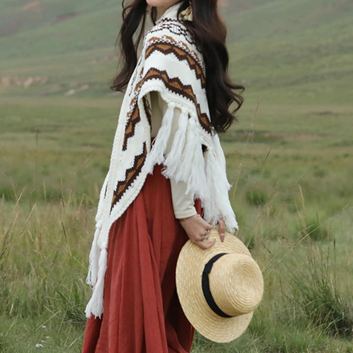 Buddha Stones Tibetan Triangular Shawl Striped Tassels Winter Cozy Travel Scarf Wrap - image 7