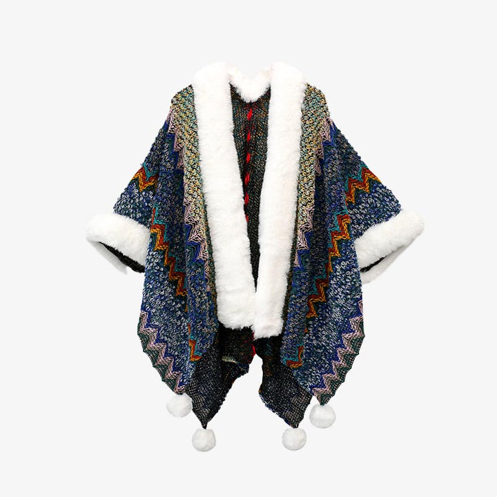 Buddha Stones Tibetan Multicolored Wavy Lines Knitted Striped Shawl Coat Winter Cozy Travel Scarf Wrap - image 4